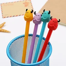 48 шт./партия, ручка с головой быка, Kawaii, симпатичный милый мультяшный гель с черными чернилами, ручка для школы офиса, ручка для подписи,, подарочная ручка