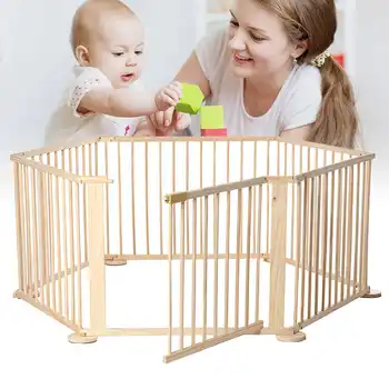 

6 Panel Wood Baby Playpens Foldable Baby Playfence Kids Playhouse Children Safety Play Center Yard Home Indoor Outdoor Game