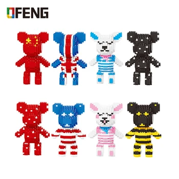 

High Cute Bear Brick Cartoon Assemble 870pcs+ Model Babybear Diamond Micro Building Blocks Educational Toy For kids Gifts