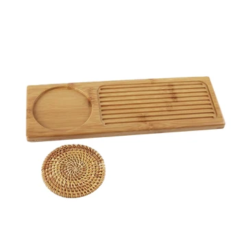 

Bamboo Tea Tray Saucer for Kung Fu Tea Coffee Kettle Teapot Storage Cutlery Tray Service Ceremony Tool Samovar,Large