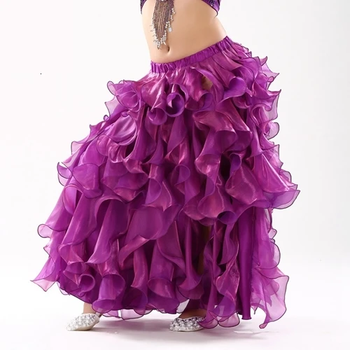 Purple Профессиональная юбка для танца живота для детей, детская одежда для танца живота, длинные юбки для девочек, шифоновая юбка - Цвет: Purple