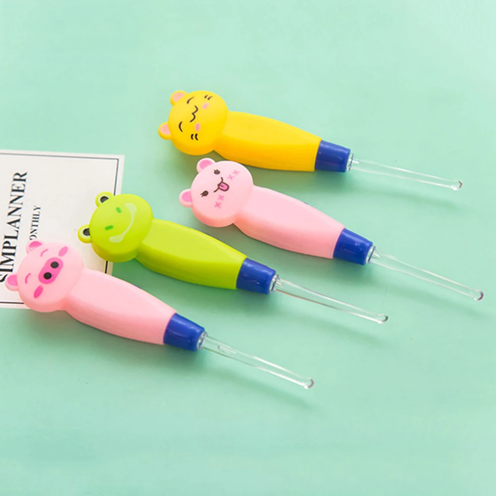 3 PcsSet Kids Baby LED Ear Pick Cartoon Animal Handle LED Light Baby Kid Ear Pick Spoon Earwax Remover Cleaner Random easy clean