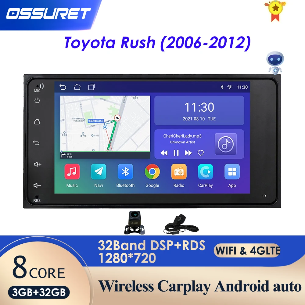 Автомобильный медиаплеер плеер на Android 10 4 ядра экран 7 дюймов 2DIN для Corolla E120 Toyota RAV4