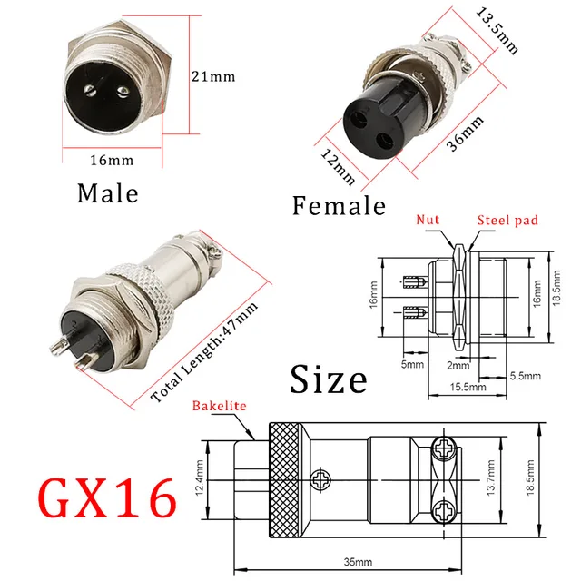 1/2/5Pcs GX16 supporto per pannello aeronautico 16mm connettore filo GX16 2/3/4/5/6/7/8pin maschio femmina Jack presa circolare L70-78 adatta - AliExpress