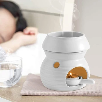 

Cute Ceramic Aroma Diffuser Oil Candle Aromatherapy Furnace Wax Melt Burner with Candle Spoon Aroma Burner Tealight Oil Warmer