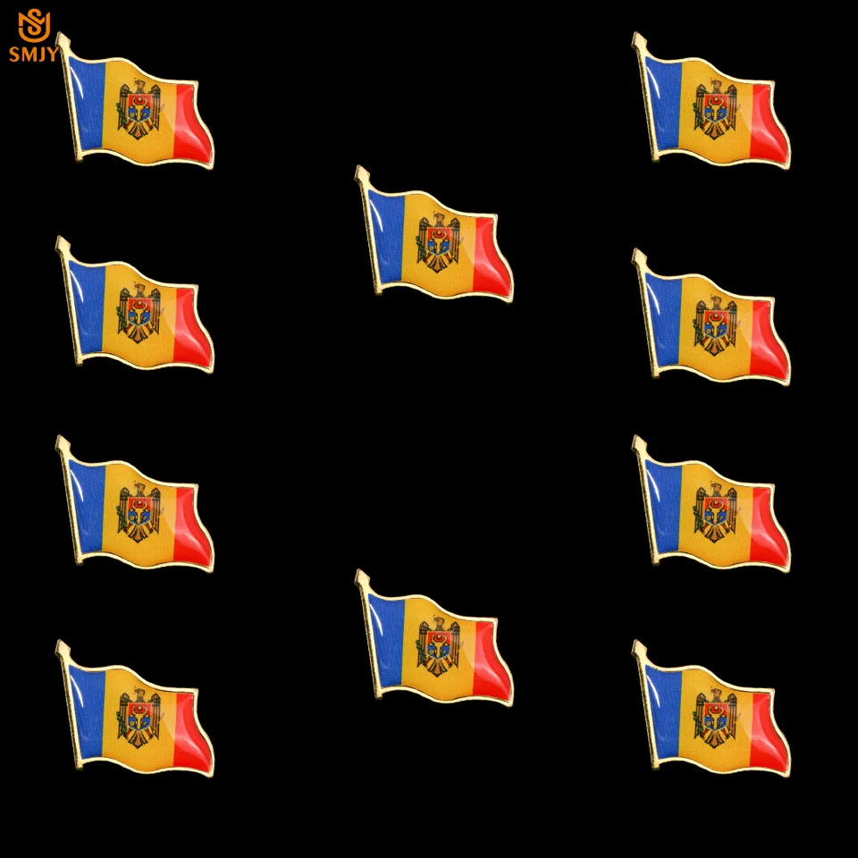 

10PCS Euro 3D Waving Republic of Moldova Flag Brooch Tie/Suit Lapel Zinc Alloy Wearable Pin Badge Jewelry Collectibles DIY Gift