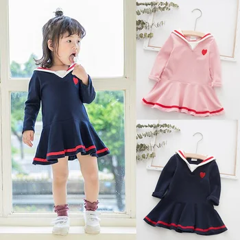 

Girl's clothes dress long-sleeved cotton sweater warm ruffled dress girl dress love embroidery cute dress sweet princess dress
