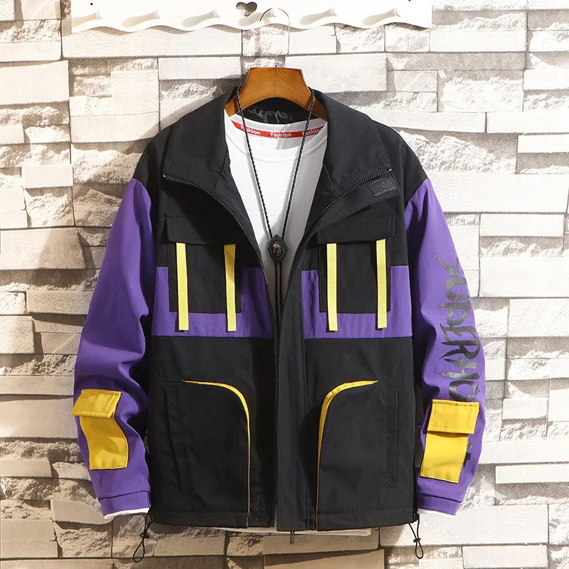 Blog 2019 Brand clothing Autumn Color Block Patchwork Jackets Men Hip Hop Hoodies Coats Male Casual Streetwear Outerwear Fashion coat