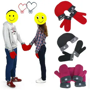 

3pcs Couple Gloves Lovers Mitten Conjoined Parent-Child Gloves Christmas Gifts