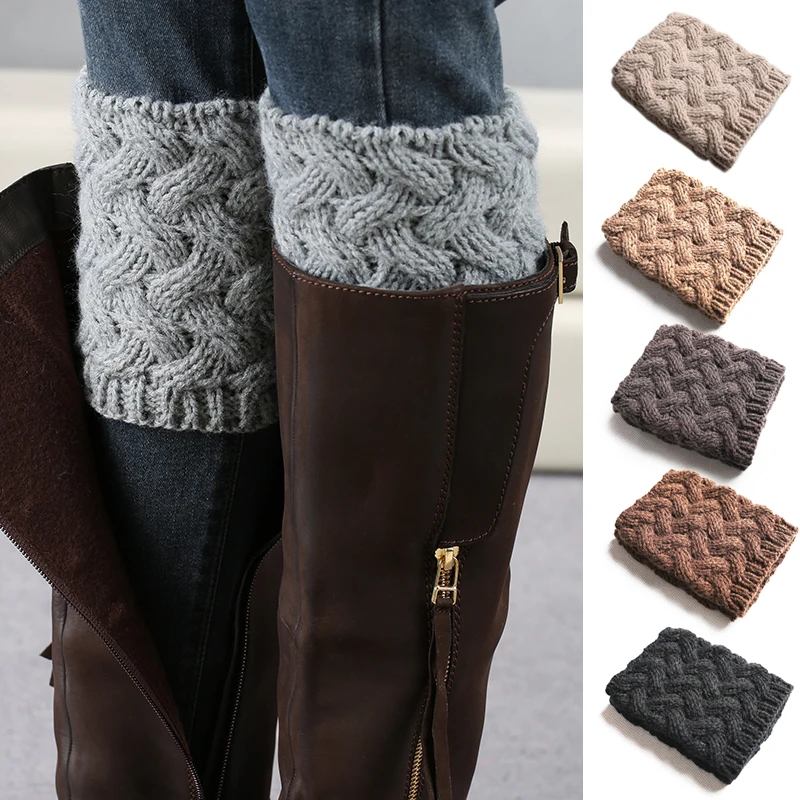 Amazing Women Winter Knitting Leg Warmers Boot Cover Keep Warm Socks Solid Color