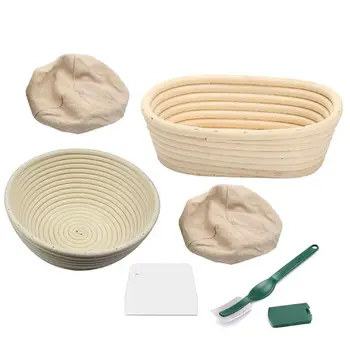 

6Pcs Banneton Proofing Bread Basket With Removable Liner and Scraper for Baker U1JE