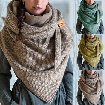 

2020 Fashion Winter Women Scarf Soild Dot Printing Button Soft Wrap Casual Warm Scarves Shawls Scarf Women Шарф Бандана