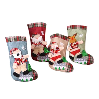 

4PCS Gifts Bag Christmas Stocking Noel Christmas Decorations for Home Navidad Socks Xmas Tree Decoration Natal Decor