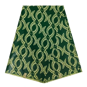 

Green Nigerian Super Java Veritable Block Print African Wax Fabric Cotton, Ankara JAVA Wax Print Fabric for Sewing Patchwork