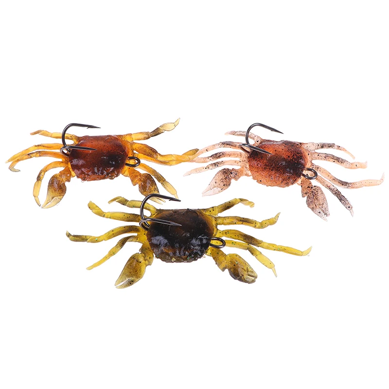 1pcs Artificial Crab Lure Bait 3D Simulation Multicolour Soft Fish Bait With Hook Fishing Lures For Winter Fishing 3 Colors