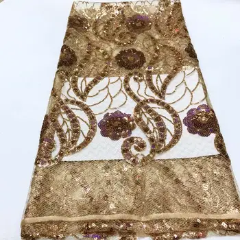 

New African lace fabric 2019 High Quality 3 D Flowers Embroidered Brocade Lace french Tulle Lace Fabric for nigeria party dress