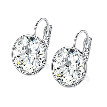 

Classic Crystal From Swarovski Earrings For Women Fashion Clear Round Crystal Drop Earrings Bijoux Valentine'S Gift
