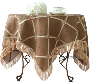 

European round tablecloth Round high-end luxury modern American table cloth cotton and linen Table runner