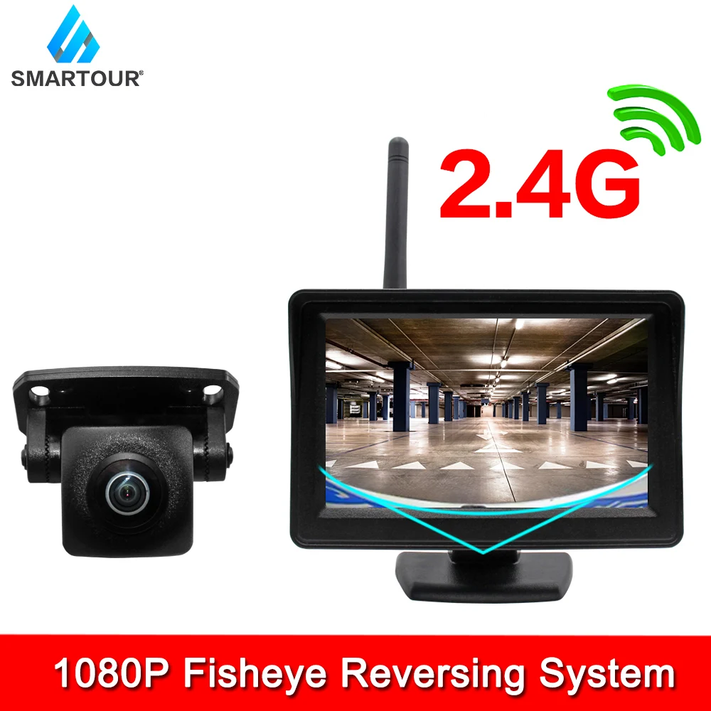 

Smartour 2.4G Wireless Car 4.3 inch LCD Monitor Screen Backup Fisheye Reversing Rear View Camera Parking System For vehicle