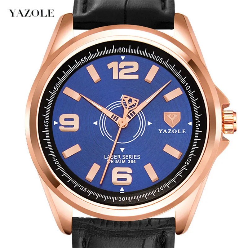 

YAZOLE Quartz Watches for Men Leather Strap Male Clock Top Luxury Brand Business Mens Large Dial Cool Wristwatches Reloj Hombres