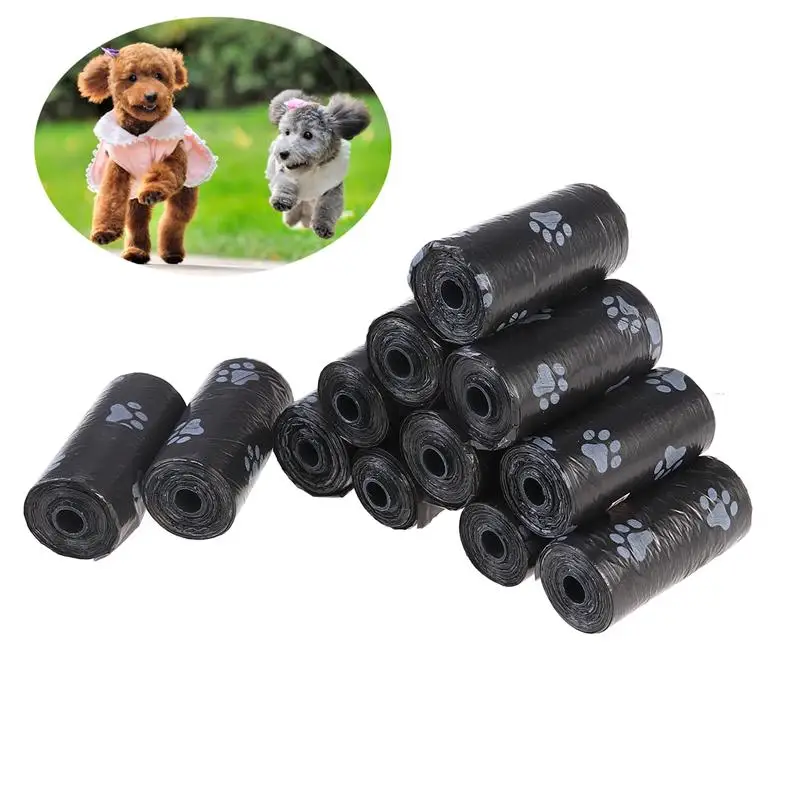Bolsas de basura para excrementos de perro, 12 rollos, degradables, a prueba de fugas, bolsas para excrementos de mascotas, bolsas limpias para recoger perros de compañía