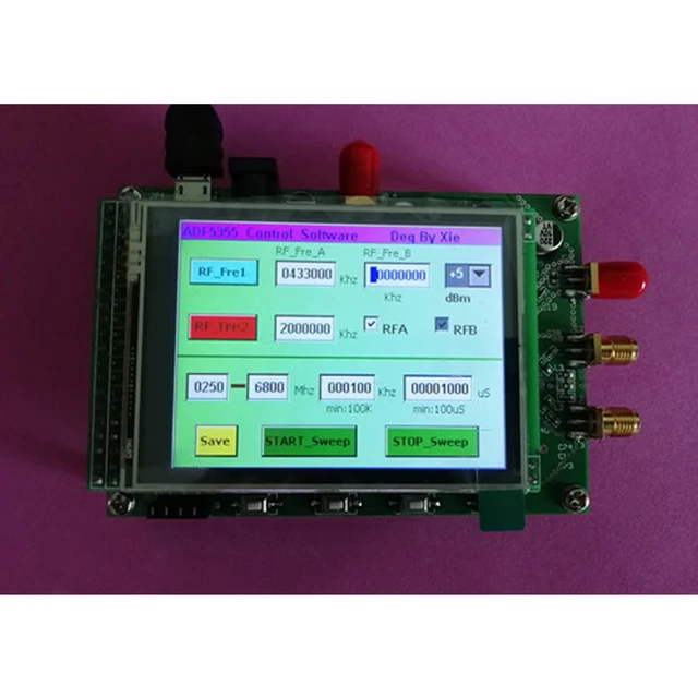 ADF4355 color touch screen module sweep frequency signal source VCO