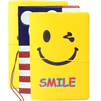 

Travel Accessories Cartoon Smile Expression Passport Cover Wallets Bag ID Address Holder Portable PU Leather Boarding Card Case