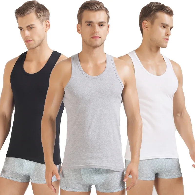 

3Pcs/Lot Summer Men Cotton Underwear Mens Undershirt Transparent Shirts Male Bodyshaper Fitness Wrestling Singlets New M-3XL
