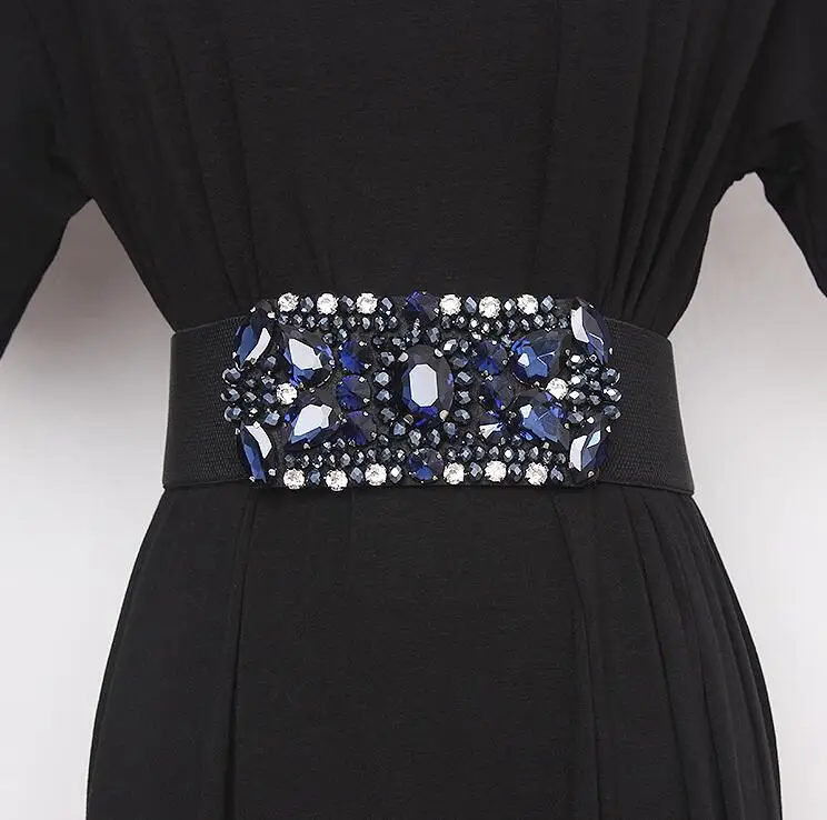 Женские Подиумные модные блестящие стразы, украшенные бисером широкие пояса, женское платье, корсеты, пояс, ремни, украшение, широкий пояс R2430