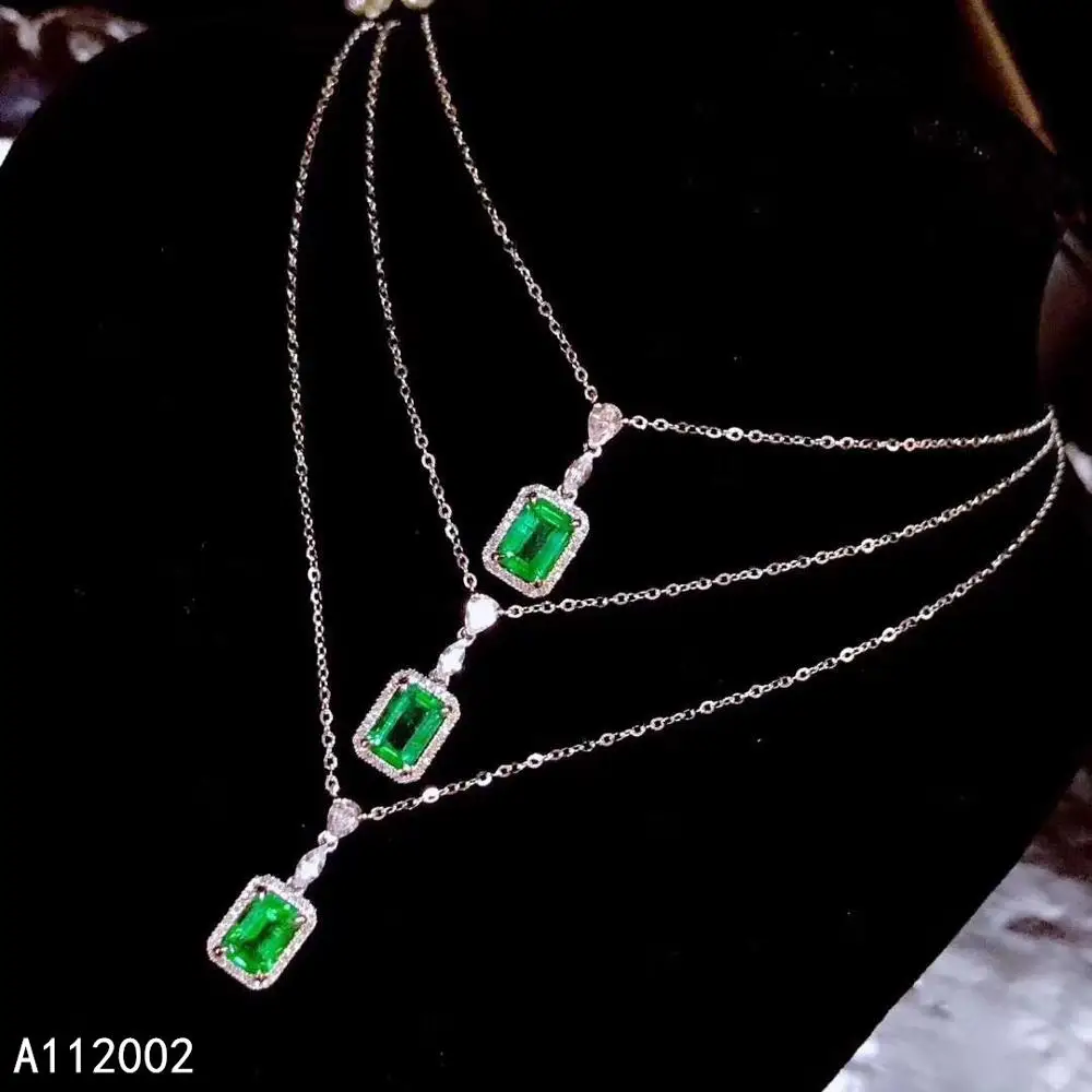 

KJJEAXCMY Fine Jewelry Natural Emerald 925 Sterling Silver New Women Pendant Necklace Chain Support Test Luxury Beautiful
