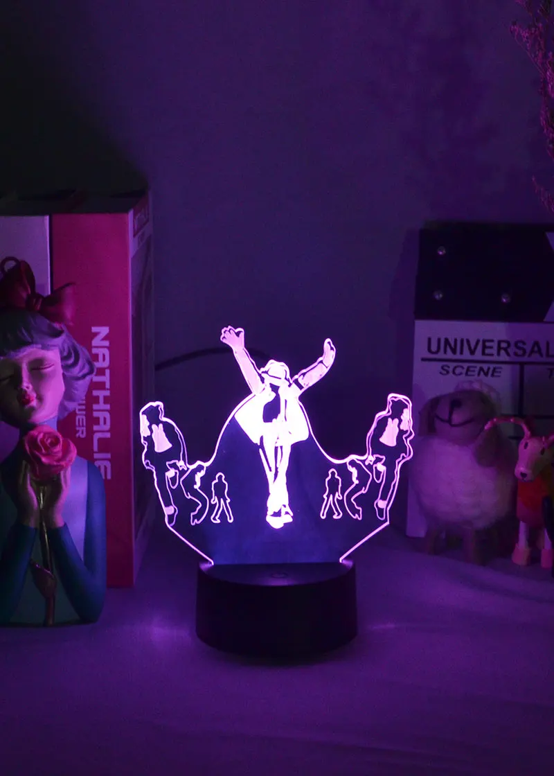 Color Changing 3D Led Night Light Michael Jackson Live Dancing Stage Lighting Atmosphere Lamp Home Bedroom Decoration Fans Gift