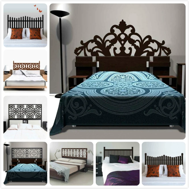 

New Brief Baroque Pattern style Headboard Decal Bed Vinyl Wall Sticker Beautiful Flower Bedroom Dorm Wall Decor Home Decoration