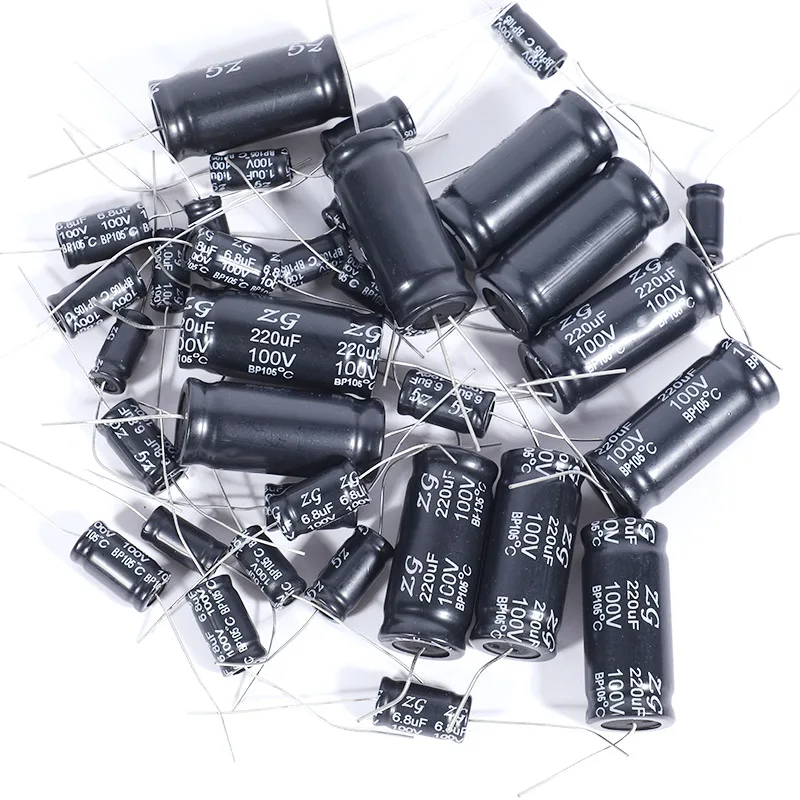 20pcs/lot Infinite Axial Electrolytic Capacitor Frequency Divider Capacitor Horizontal Capacitor Series 100V free shipping