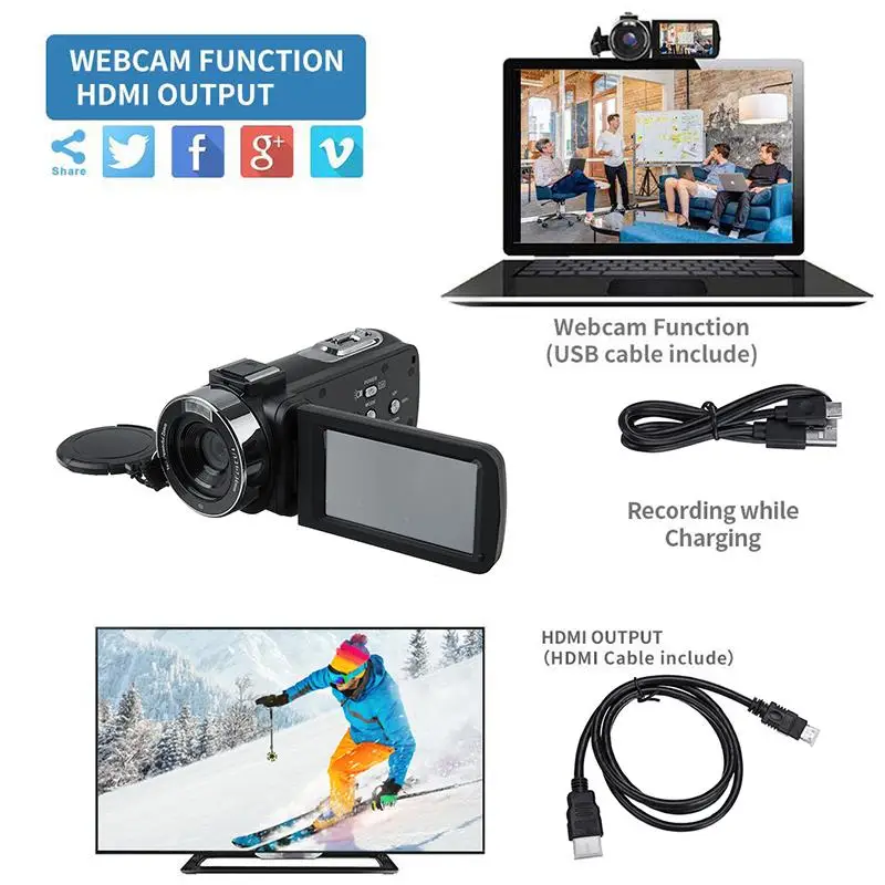 4K Video Camera Ultra HD 30MP WiFi DV Camcorder