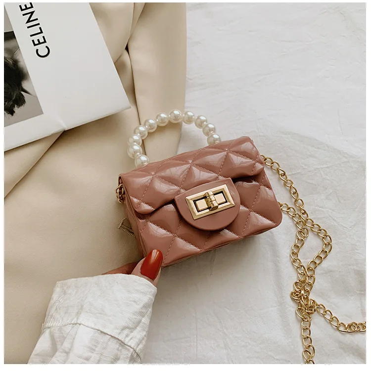 Dikaril Women Mini Handbag New Elegant Shoulder Messenger Portable Chain Bag Girl Cute Bag Pearl Crossbody Rhombus Small Bags