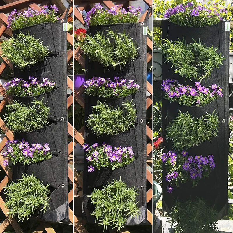 Vertical Hanging Garden Planter Flower Pots Bag Waterproof Wall Mount Hanging Layout Flowerpot Bag Perfect Solution Grow Bags
