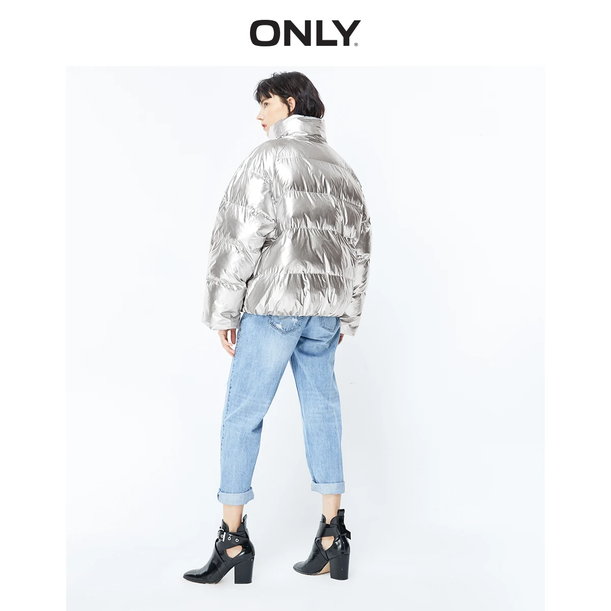 price reduction  ONLY Winter Women's Short Loose Fit Metal Glossy Cotton Coat  119422511