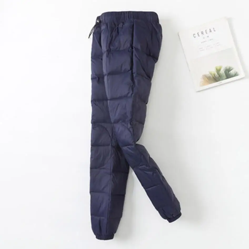navy blue Новинка зимы, женские повседневные Хлопковые Штаны с высокой талией, плотные теплые ватные брюки, леггинсы размера плюс 5XL E114 - Цвет: navy blue