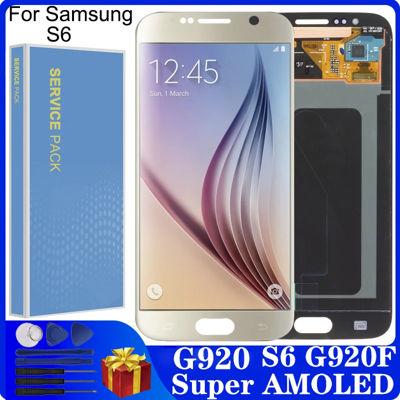 ЖК-дисплей 5 1 ''Super AMOLED S6 для SAMSUNG GALAXY G920 SM-G920F G920F с сенсорным экраном и