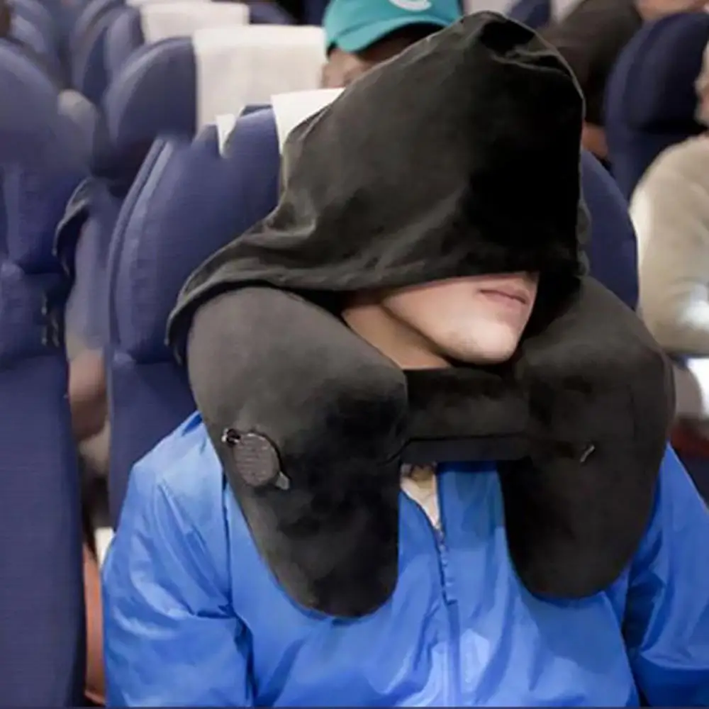 

Car U-Shaped Pillow Inflatable Pillow H Outdoor Travel Sambo Long-Distance Aircraft Neck Pillow Nap Pillow Hood