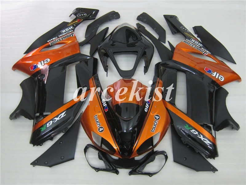ABS полный обтекатель комплект подходит для Kawasaki ZX6R 2007 2008 мотоцикл Обтекатели ZX-6R 07 08 ниндзя 636 оранжевый черный эльф Кузов Набор