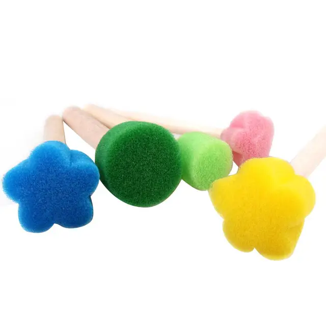 5PCS Children's DIY Painting Tool Color Mini Sponge Brush Seal Opp Bag Packaging Colorful Sponge Wooden Handle Handmade By Baby 3