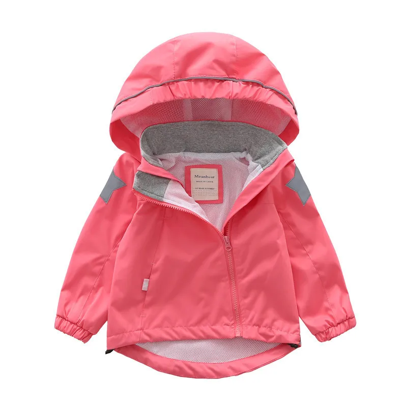 pink Куртка для мальчиков и девочек; весна г.; Новинка; Повседневная ветровка для детей; ветрозащитный водонепроницаемый плащ; куртка на молнии с асимметричной звездой; верхняя одежда - Цвет: pink