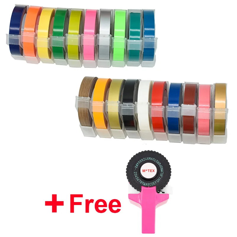 20 рулонов/лот 9 мм* 3 м 3D тиснение этикетка лента совместимый с dymo 1610 Motex E-101 ручной производитель этикеток Diy ручной украшать ярлык бесплатный подарок - Цвет: Free Pink Printer
