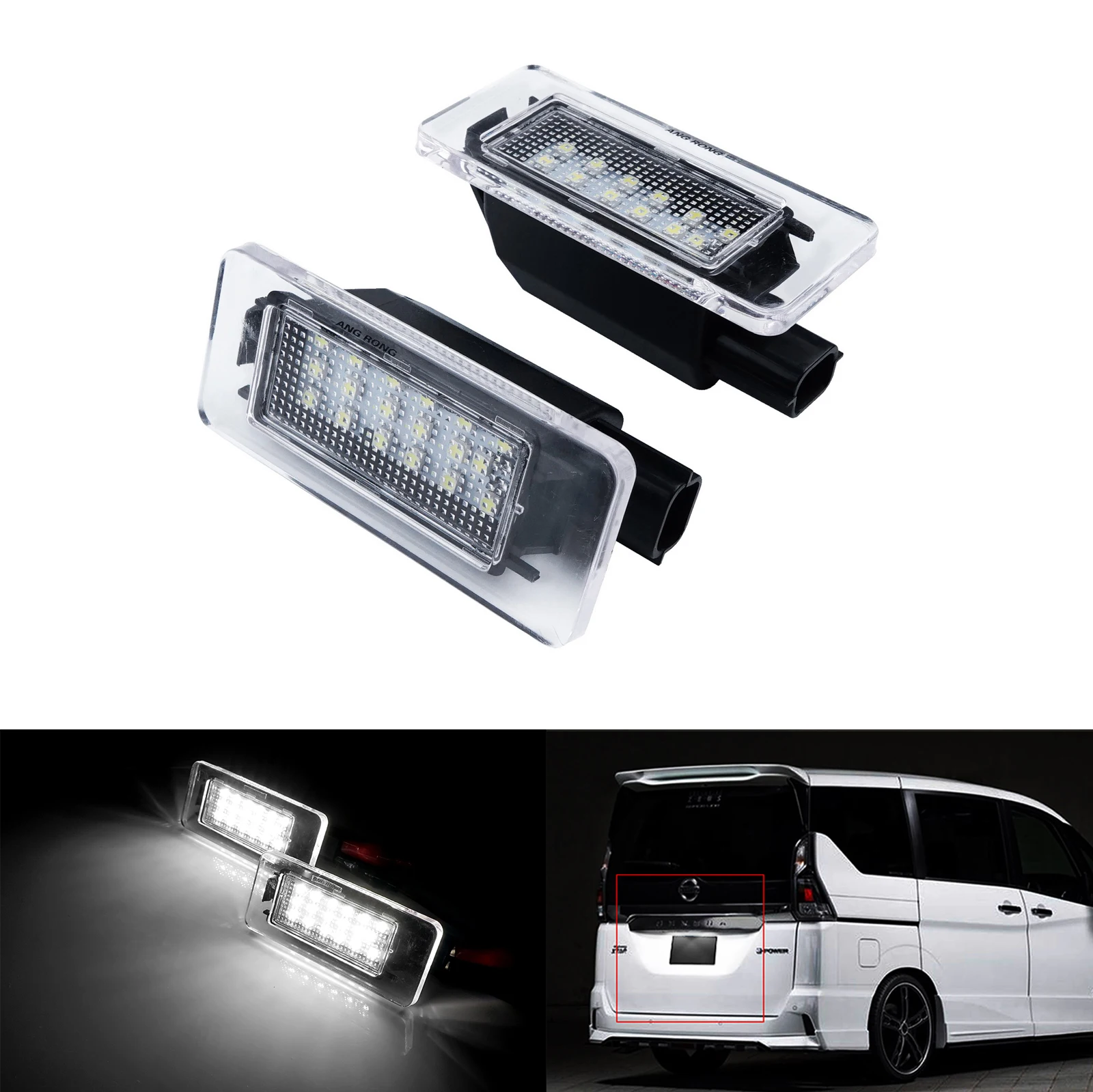 ANGRONG 2X Canbus SMD СВЕТОДИОДНЫЙ подсветка номерного знака для Nissan Серена C27 MPV 2016-18 |