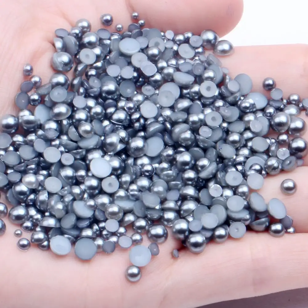 19 dark gray Смешанные размеры 2 3 4 5 мм 1000 шт половинные жемчужины множество цветов на выбор Смола Круглые бусины плоская задняя сторона бусины дизайн ногтей украшения Diy Диаманте - Цвет: 19 dark gray