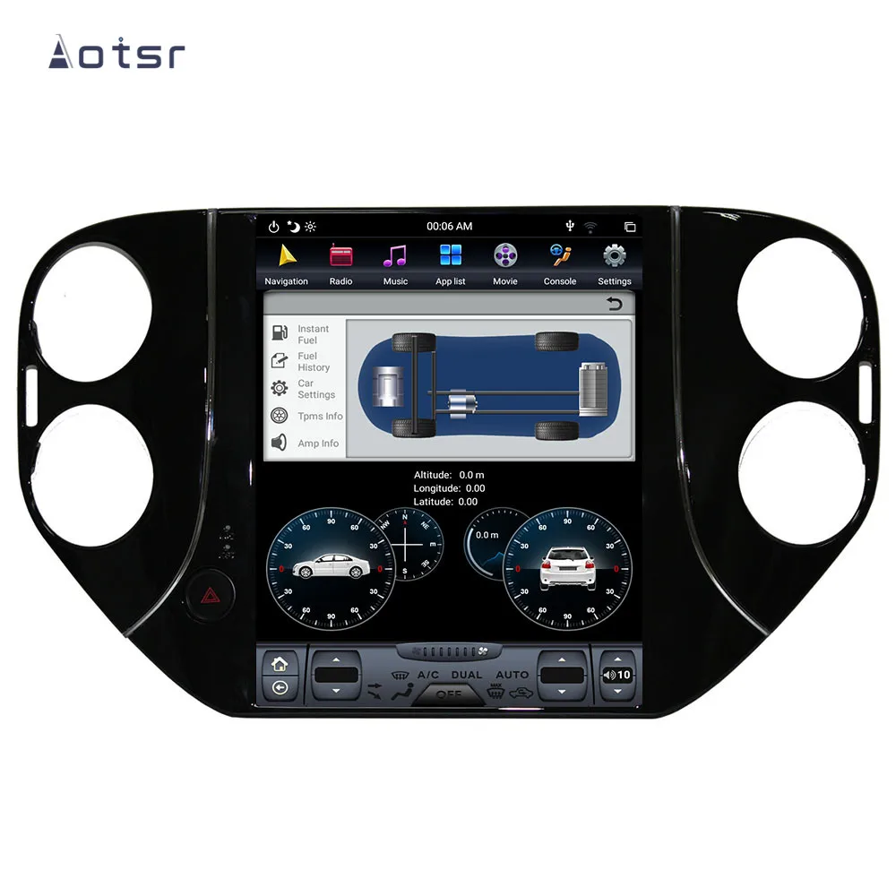 Top Aotsr Tesla 10.4“  Vertical screen Android 8.1 Car DVD Multimedia player GPS Navigation For Volkswagen Tiguan 2010-2016 carplay 2