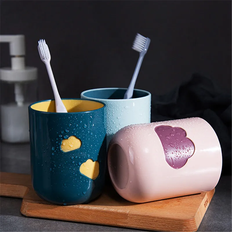 

2019 New 4 Color Home Bathroom Water Wash Gargle Cup Toothbrush Cup Solid Color Couples Cups