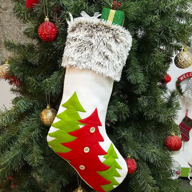 Creative Christmas Stockings Candy Socks Gifts Bag with Hanging Loops xmas Tree Fireplace Seasonal Decorations