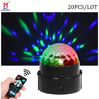 

Mini RGB 3W Crystal Magic Ball Led DJ KTV Disco Light Party Lights Sound IR Remote Control Christmas 20psc/lot